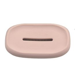 Soap Holder 2-in-1 Silicone + Soft Bath Brush Soap Box for Home Travel Soap Dish Bathroom Accessories (Color: Pink)