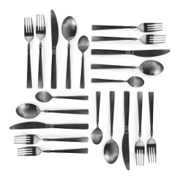 Elegant Western Utensils 20 Piece Flatware Utensil Set 4 In (Color: Matte Black, Type: knife and fork)