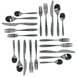 Elegant Western Utensils 20 Piece Flatware Utensil Set 4 In (Color: Black, Type: knife and fork)