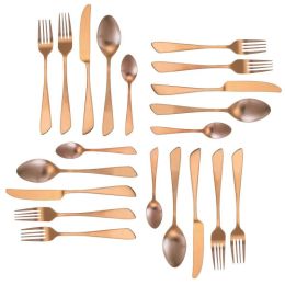 Elegant Western Utensils 20 Piece Flatware Utensil Set 4 In (Color: Rose Gold Matte, Type: knife and fork)