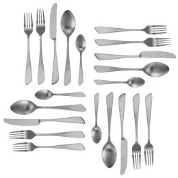 Elegant Western Utensils 20 Piece Flatware Utensil Set 4 In (Color: Matte Silver, Type: knife and fork)