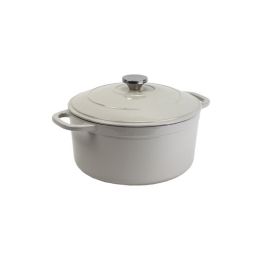 Cast Iron;  6.5 Quart Enameled Cast Iron Dutch Oven (Color: Oyster White)